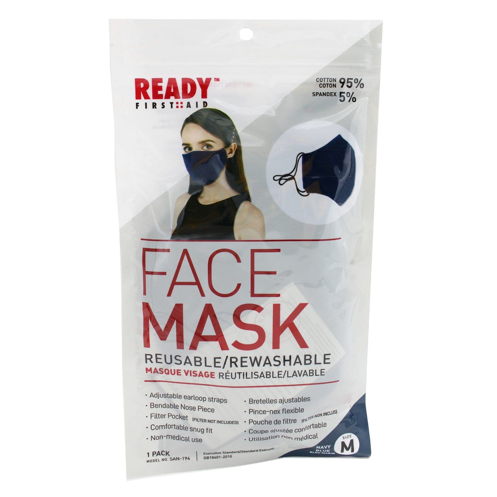 Reusable Face Mask, 3-Layer, Navy Blue, V2 - Ready First Aid