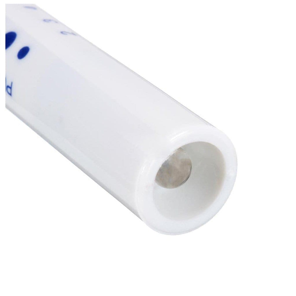 disposable paramedic flashlight with pupil gauge zoomed in on light