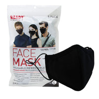 Reusable Face Mask, 3-Layer, Black, V2, Pack of 3 - Ready First Aid