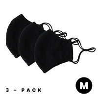 Reusable Face Mask, 3-Layer, Black, V2, Pack of 3 - Ready First Aid