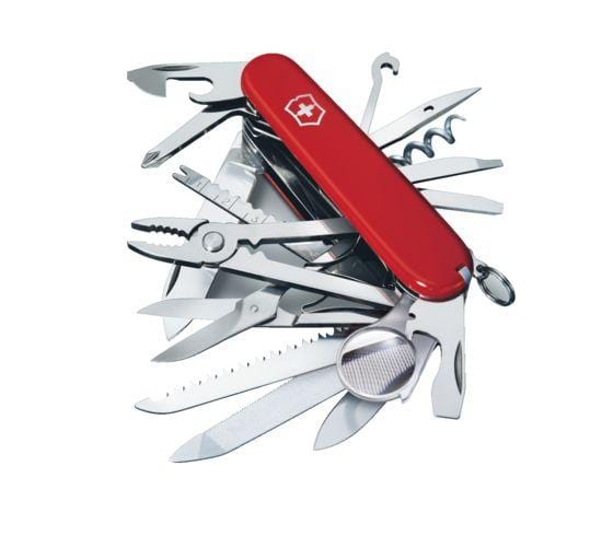 Swiss Army Knife, Swiss Champ, Red - Victorinox side view opened