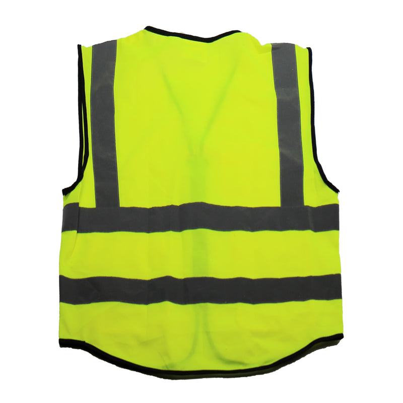 Yellow reflective safety vest with reflective strip back