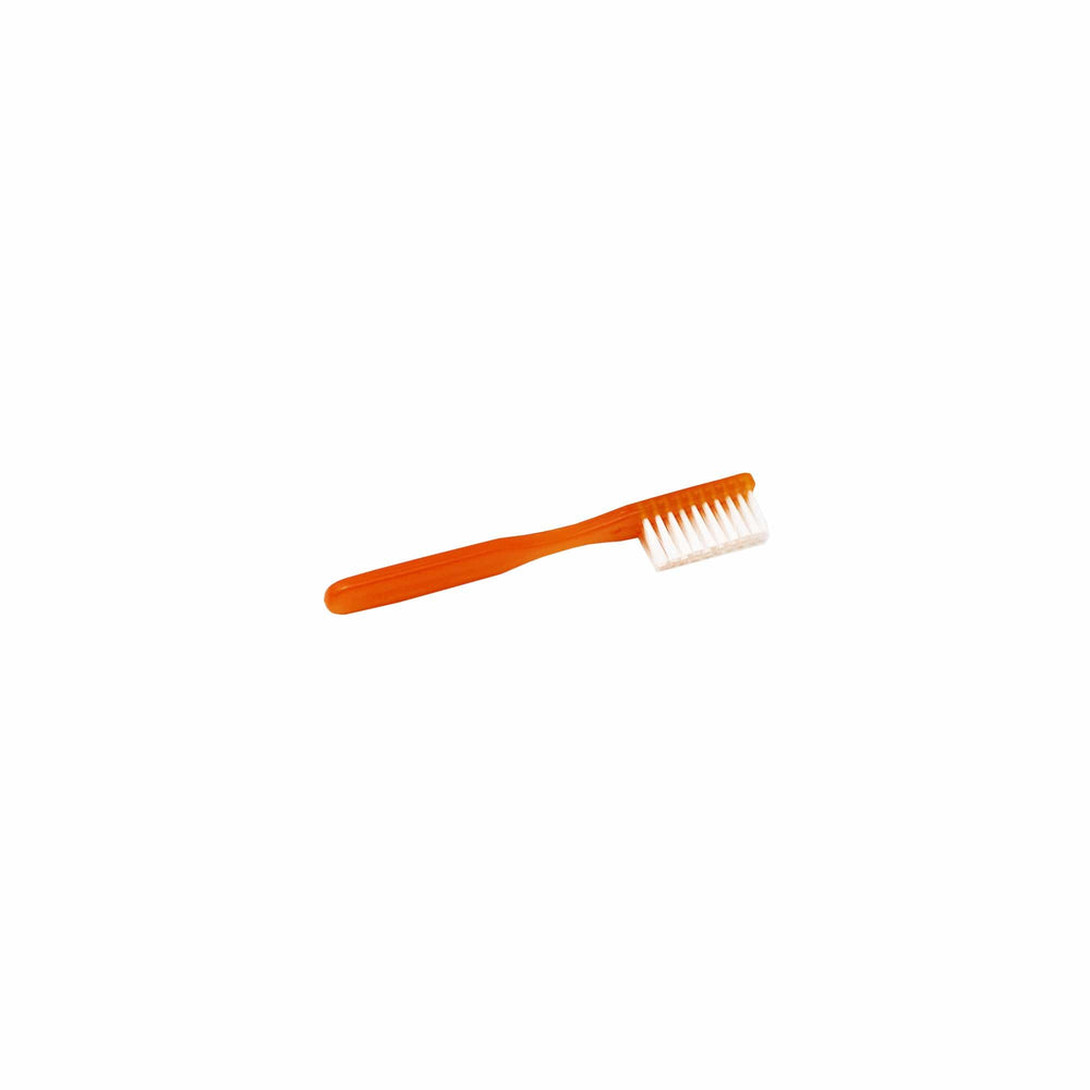 orange toothbrush with plain white bristles