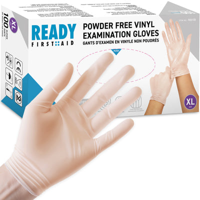 Clear Vinyl Gloves, Medical Gloves, Licensed by Health Canada, Box of 100 Pieces - Ready First Aid™