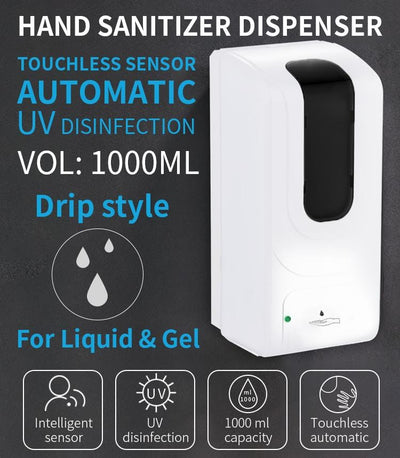Hand Sanitizer Dispenser with Wall Mount, UV Disinfection (Compatible with Gel Sanitizer)