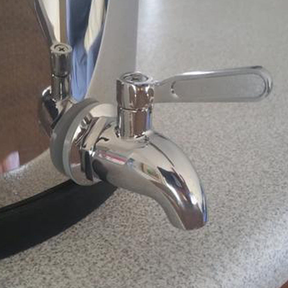 Berkey Stainless Steel™ Spigot attached to berkey system zoomed in