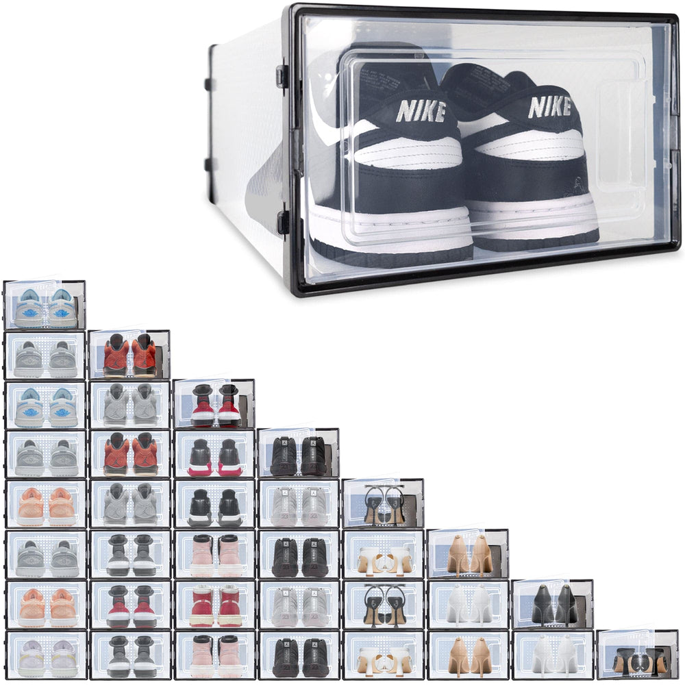 Ollie Soft Stackable Shoe Box Organizer, Black