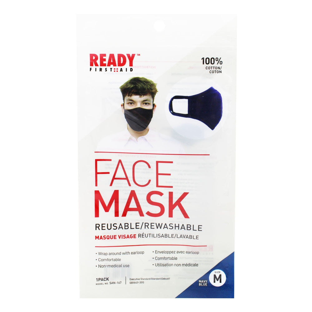 Reusable Face Mask, 3-Layer, Navy Blue - Ready First Aid