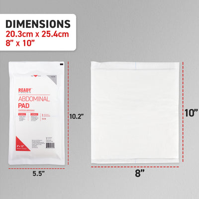 Abdominal/Combine Pad (ABD Dressings), 8" x 10" - Ready First Aid Dimensions