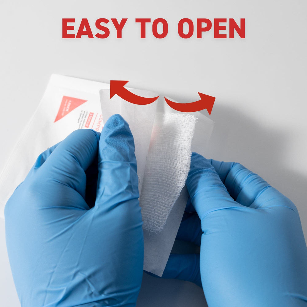Gauze Pad, 4" x 4", 12-ply, Sterile - Ready First Aid Easy to Open
