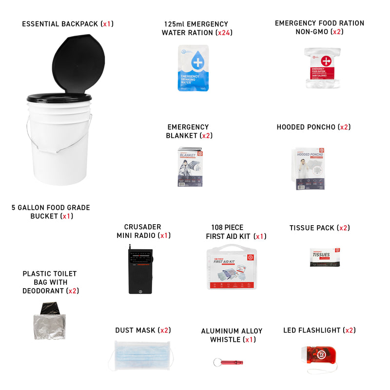 2 Person 72HRS Essential Toilet - Emergency Survival Kit whats&