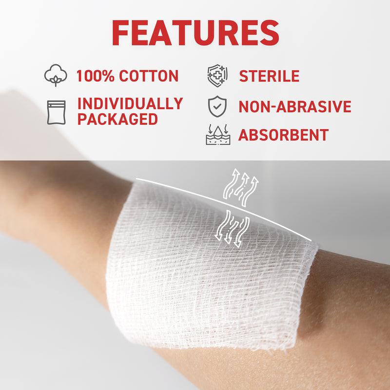 Gauze Pad, 4" x 4", 12-ply, Sterile - Ready First Aid Features