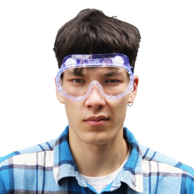lab goggles on model