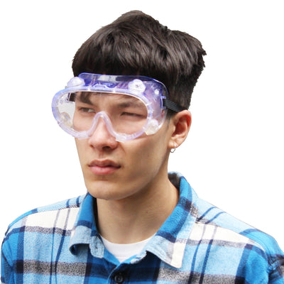 lab goggles on model side view