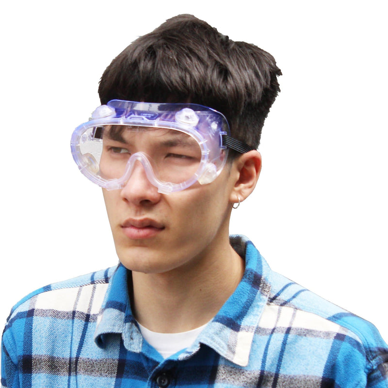 lab goggles on model side view