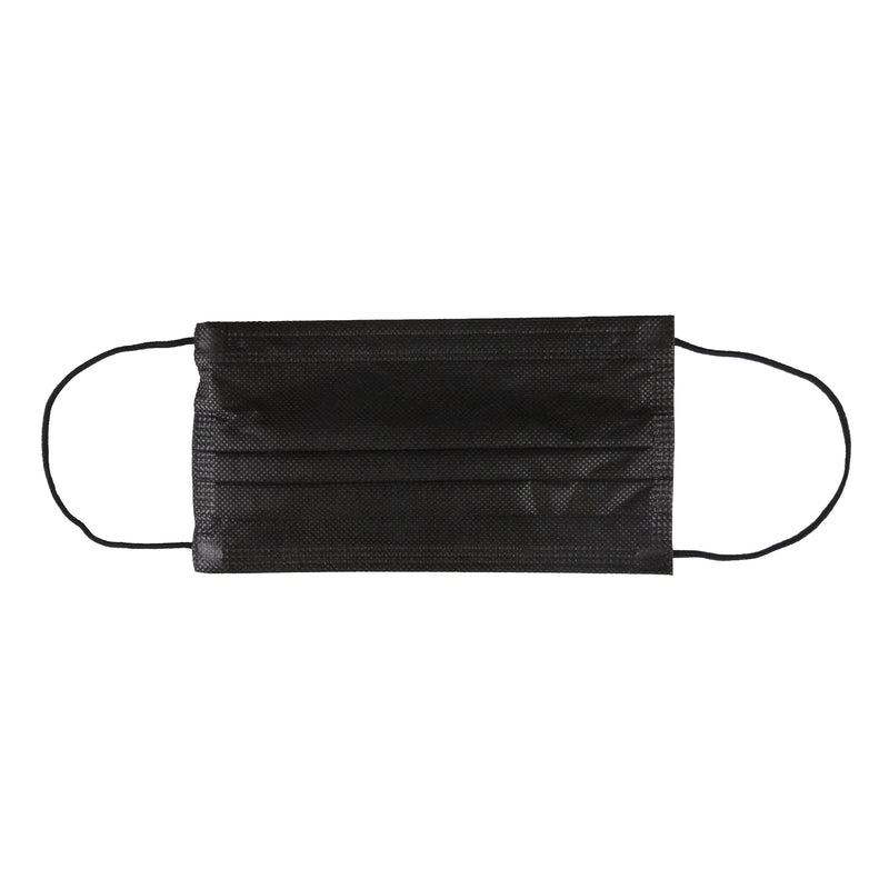 Single black disposable face mask 4-ply front view