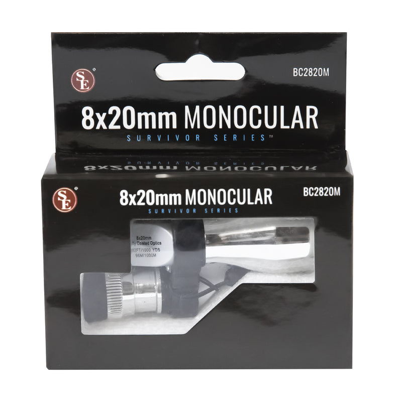 Monocular with Lanyard inside packaging front view