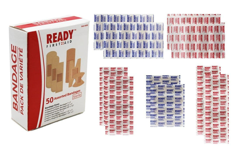 Assorted Fabric Bandage, 50 Pack