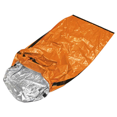 Orange Emergency Aluminized PE Heavy Duty Mylar Sleeping Bag angled view