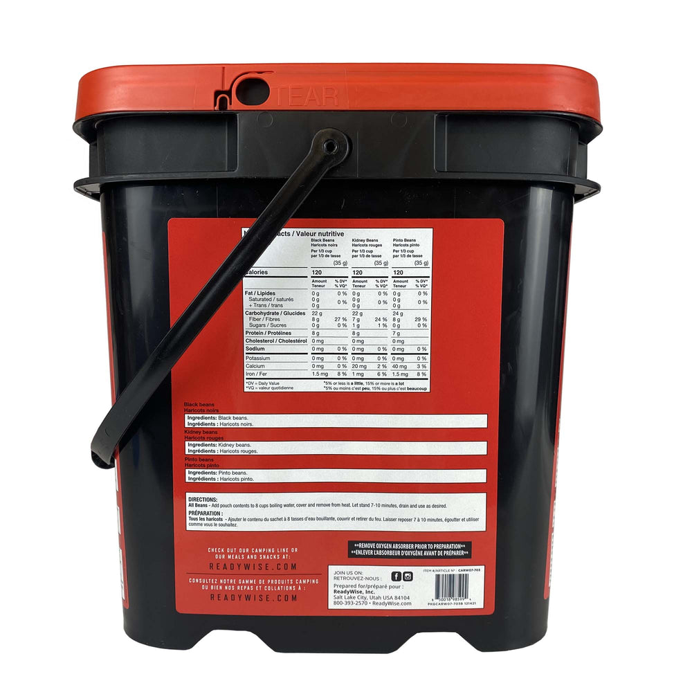 ReadyWise Emergency Freeze Dried Meats and Beans + Rice Bucket back