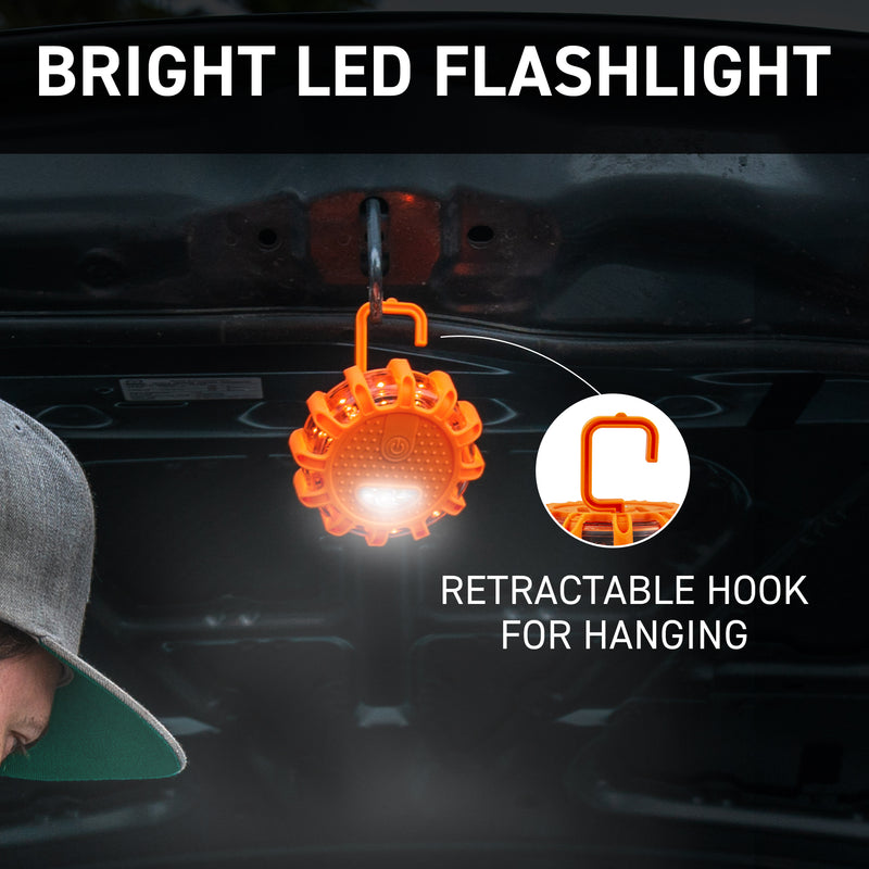 LED Road Flare retractable hook for hanging
