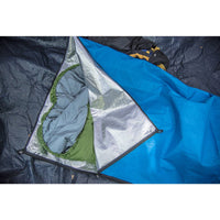 Heavy Duty Emergency Sleeping Bag (Single Person) inside tent with sleeping bag inside