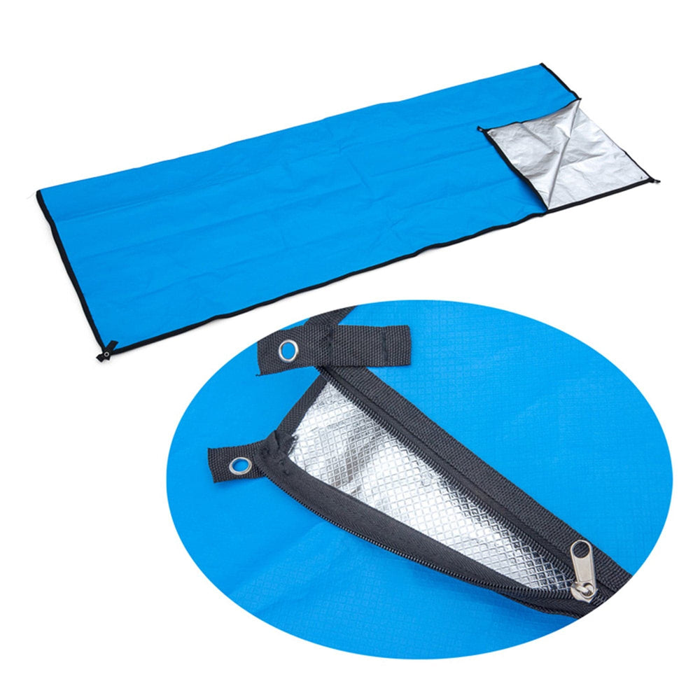 Heavy Duty Multi-Function Emergency Sleeping Bag zoomed in on zipper