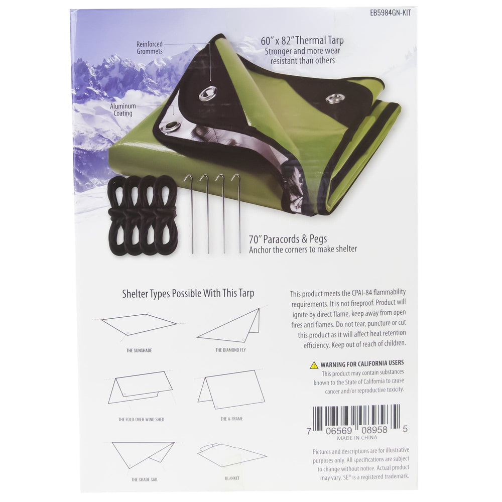 Green Double-Sided Thermal Reflective Tarp back packaging